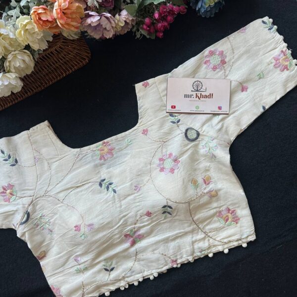 Colorful Designer Collar Neck Blouse - Image 2