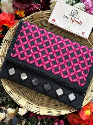 Handmade Khadi Cotton Mirror Work Bag