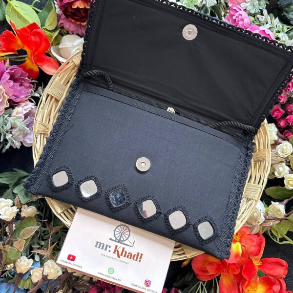 Handmade Khadi Cotton Mirror Work Bag - Image 2