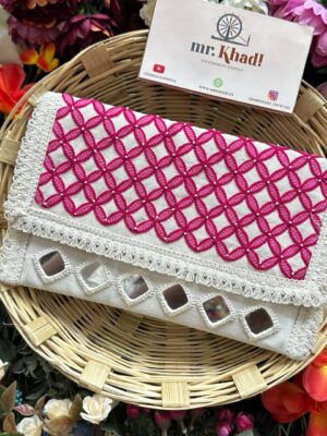 Handmade Mirror Work Khadi Cotton Bag
