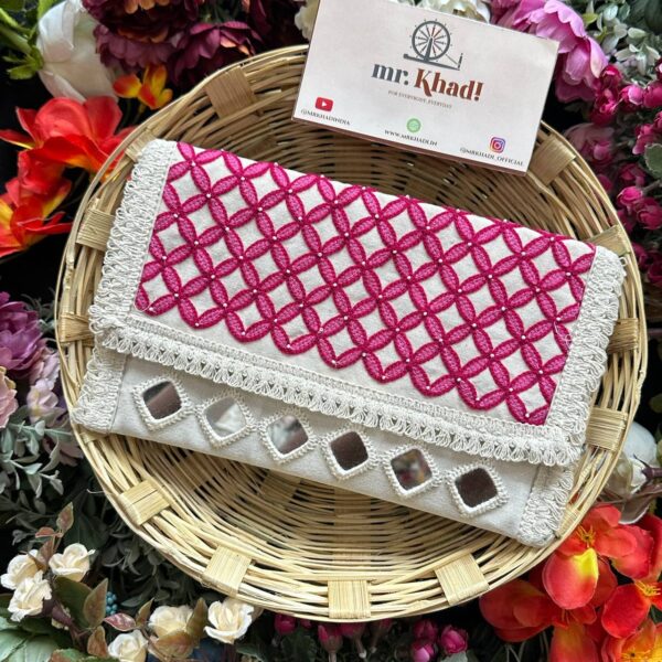 Handmade Mirror Work Khadi Cotton Bag