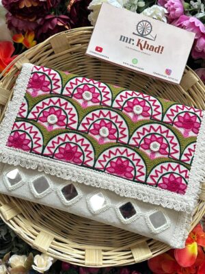 Handmade Mirror Work Khadi Cotton Purse