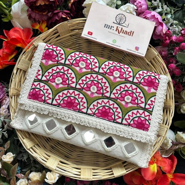 Handmade Mirror Work Khadi Cotton Purse