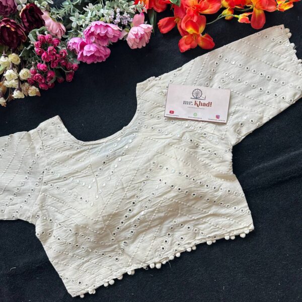 Mirror Work Collar Designer Blouse - Image 2