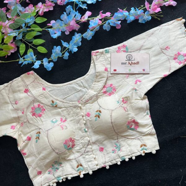 Elegant Pink Flower Designer Blouse