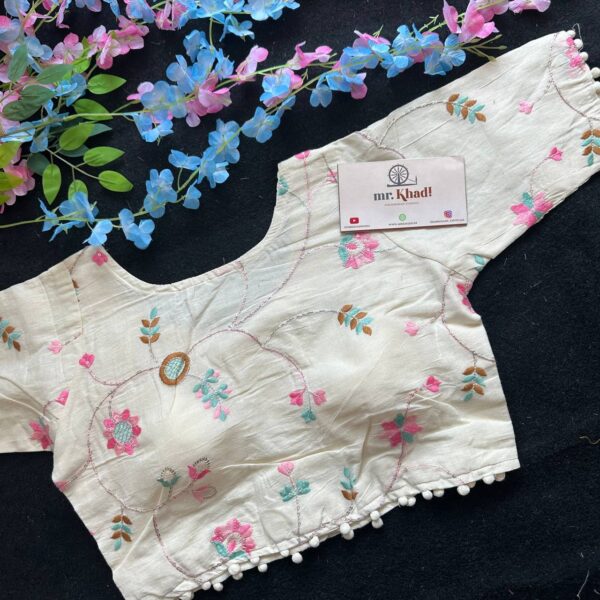 Elegant Pink Flower Designer Blouse - Image 2
