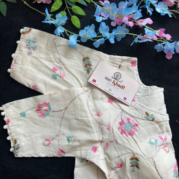 Elegant Pink Flower Designer Blouse - Image 3