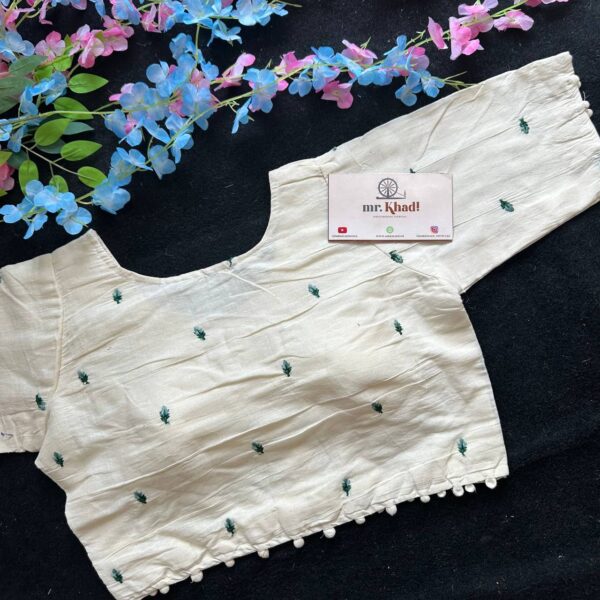Green Buti Work Blouse - Image 2