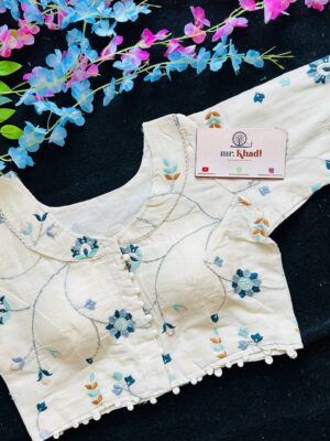 Elegant Blue Flower Designer Blouse