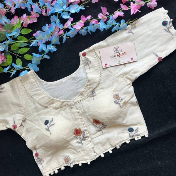 Khadi Cotton Collar Neck Designer Blouse