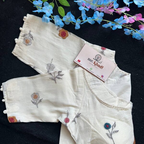 Khadi Cotton Collar Neck Designer Blouse - Image 3