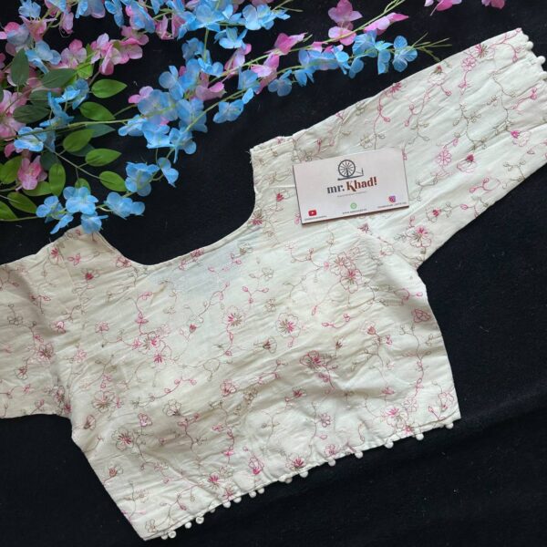 Designer Pink Thread Work Blouse - Image 2