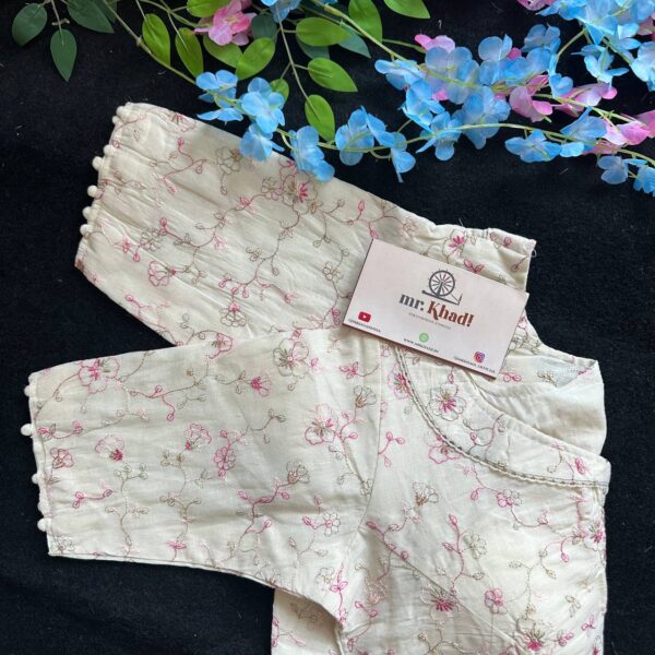 Designer Pink Thread Work Blouse - Image 3