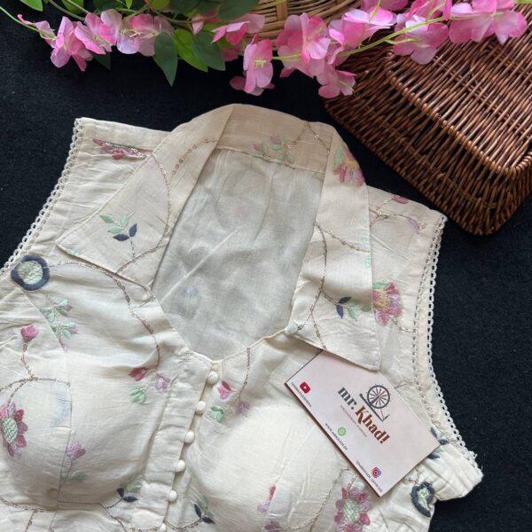 Elegant Khadi Collar Blouse - Image 2