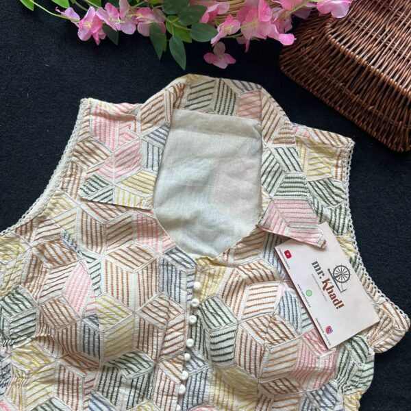 Khadi Collar Sleeveless Blouse - Image 3