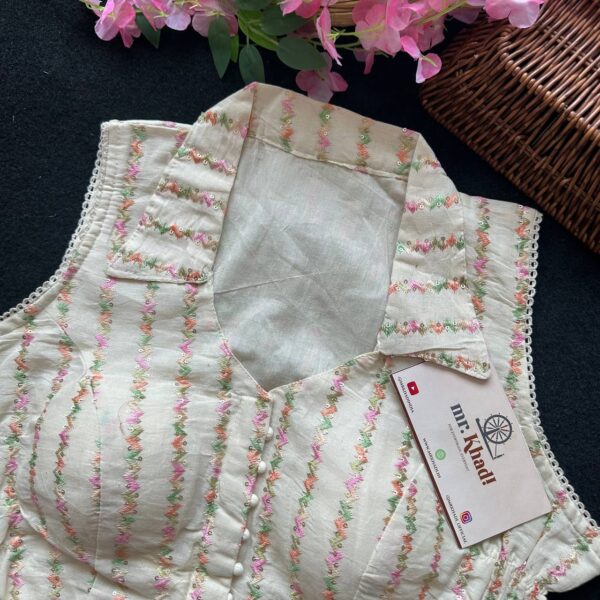 Khadi Collar Designer Blouse - Image 2