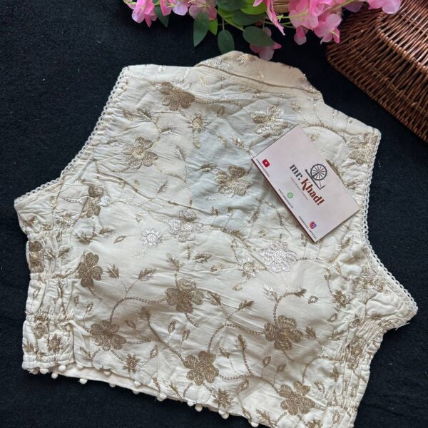 Silver Work Designer Khadi Blouse - Image 2