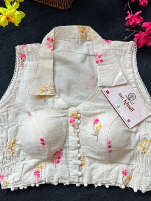 Pink and Yellow Designer Blouse