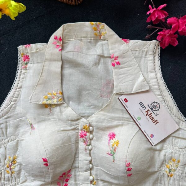 Pink and Yellow Designer Blouse - Image 2