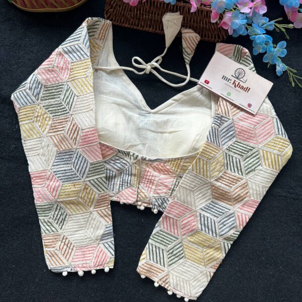 Khadi Cotton Full Seleeve Desginer Blouse - Image 2