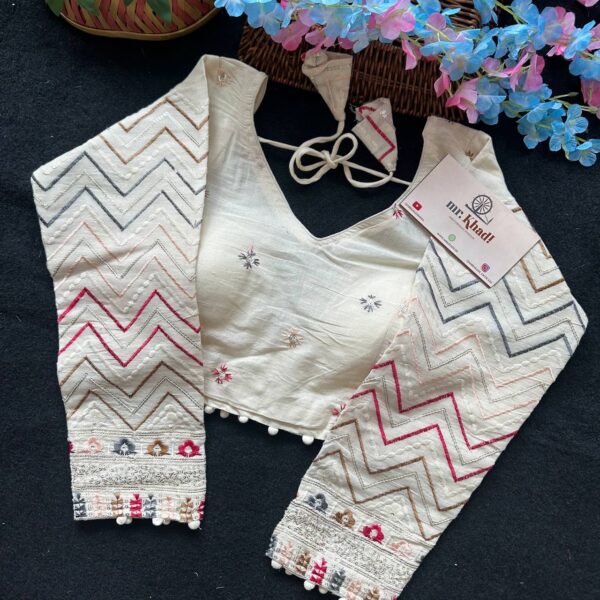 Khadi Cotton Colorful Seleeve Desgin Blouse