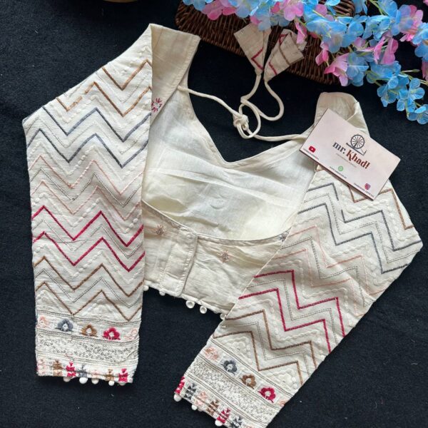 Khadi Cotton Colorful Seleeve Desgin Blouse - Image 2
