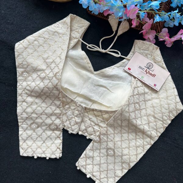 Khadi Cotton Sequnce Work Blouse - Image 3