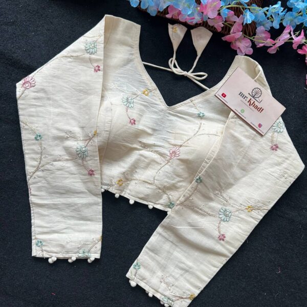 Khadi Cotton Flower Desgin Blouse