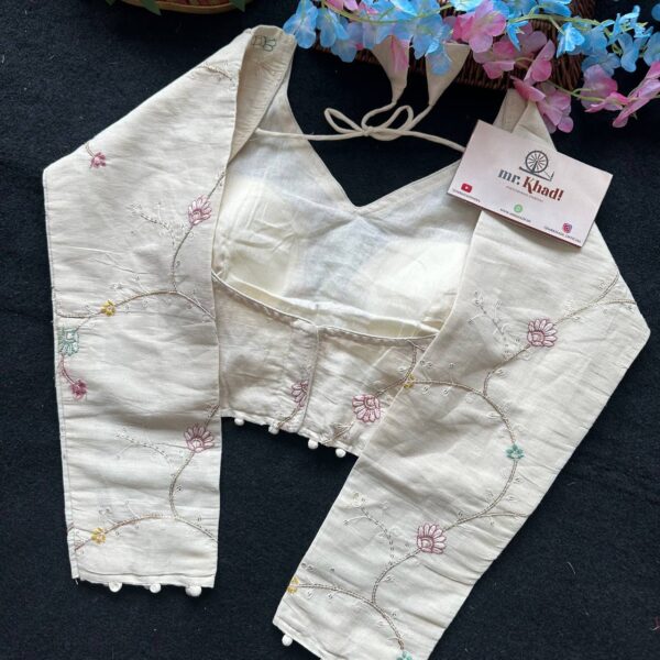 Khadi Cotton Flower Desgin Blouse - Image 3