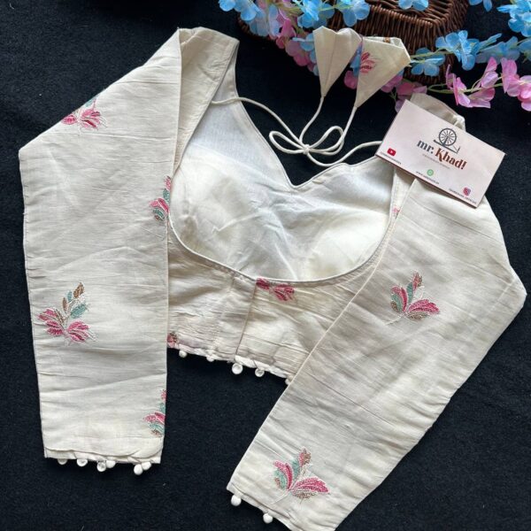 Khadi Cotton Fancy Desgin Full Seleeve Blouse - Image 2
