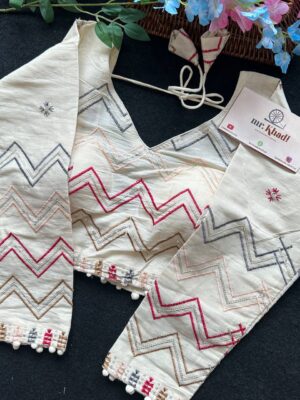 Khadi Cotton Zig Zag Line Full Seleeve Blouse