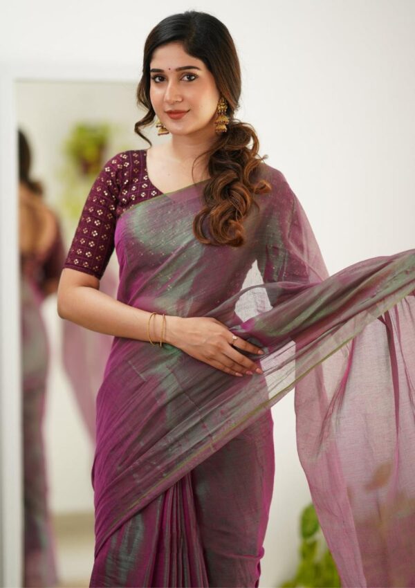 Tissue Cotton New Look Saree - Image 3