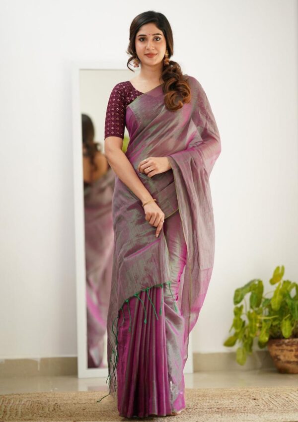 Tissue Cotton New Look Saree - Image 4