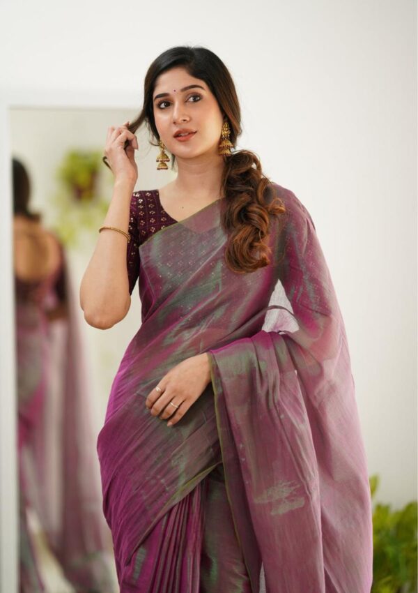 Tissue Cotton New Look Saree - Image 5