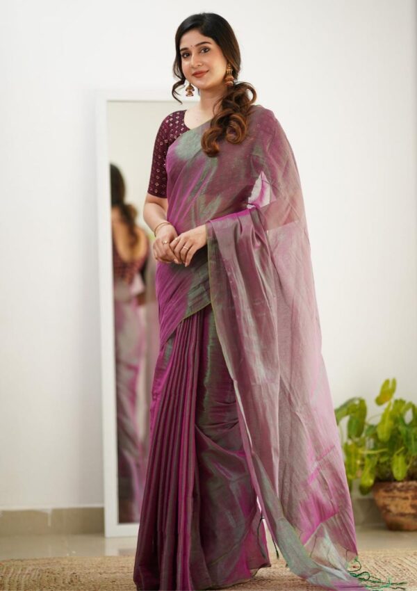 Tissue Cotton New Look Saree - Image 6