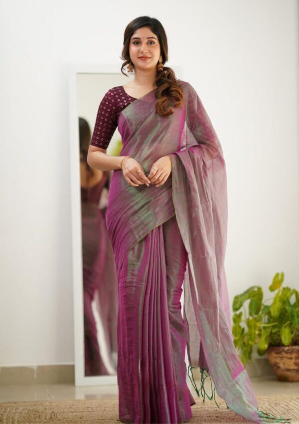 Tissue Cotton New Look Saree - Image 9