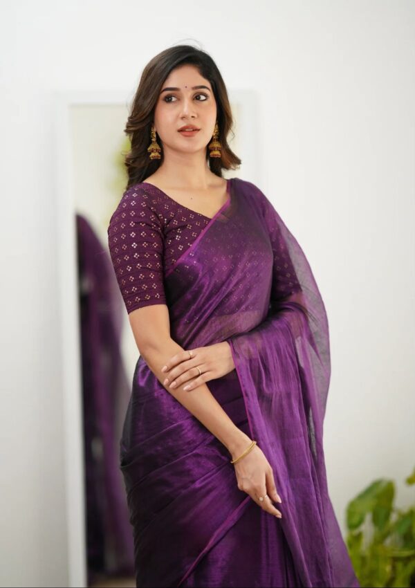 Premium Tissue Cotton Saree Running - Image 2