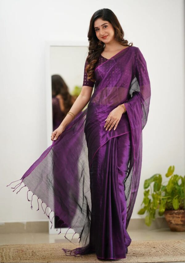 Premium Tissue Cotton Saree Running - Image 4