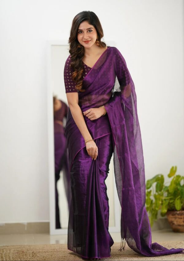 Premium Tissue Cotton Saree Running - Image 6