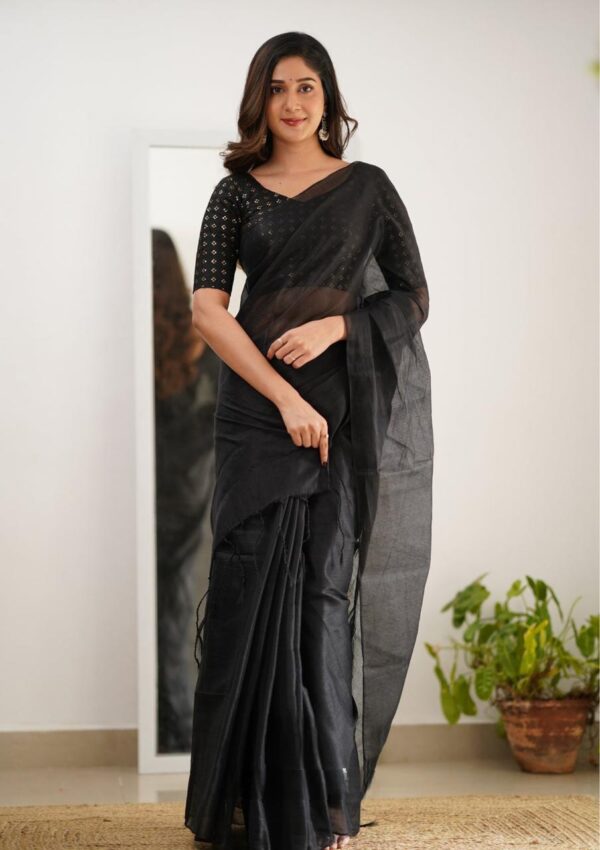 Premium Tissue Cotton Saree - Image 2
