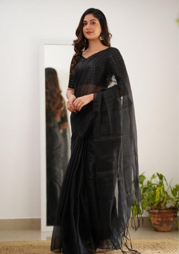 Premium Tissue Cotton Saree - Image 3
