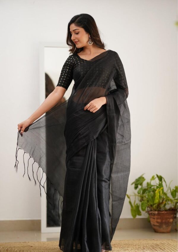 Premium Tissue Cotton Saree - Image 5