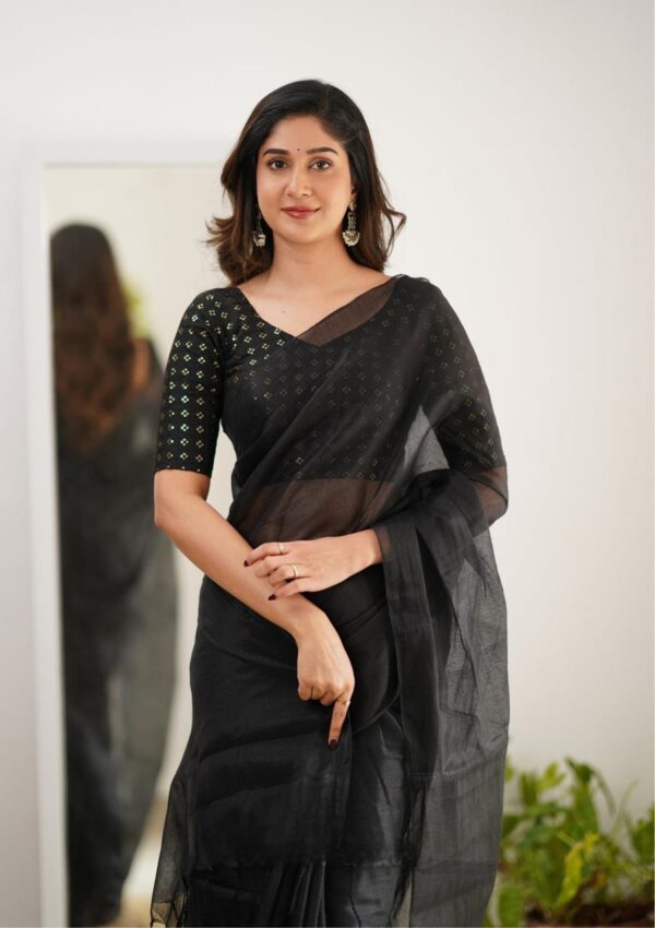 Premium Tissue Cotton Saree - Image 8