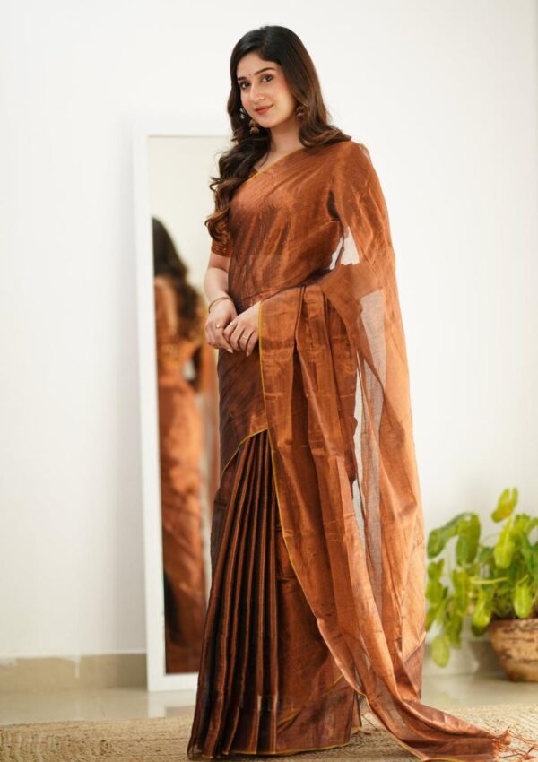 Tissue Cotton Saree - Image 3
