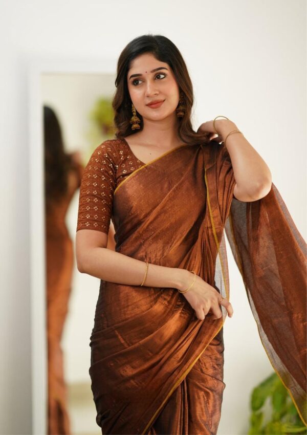 Tissue Cotton Saree - Image 7