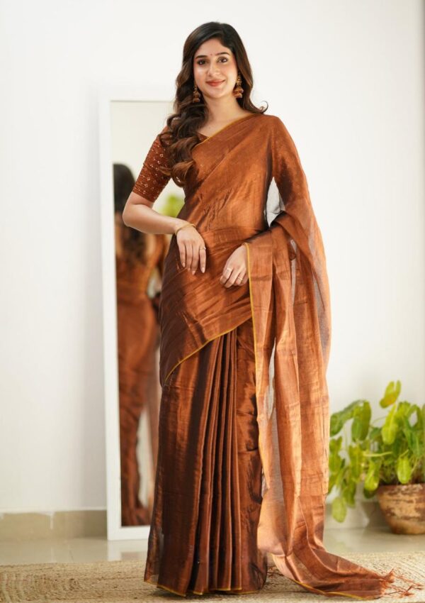 Tissue Cotton Saree - Image 8