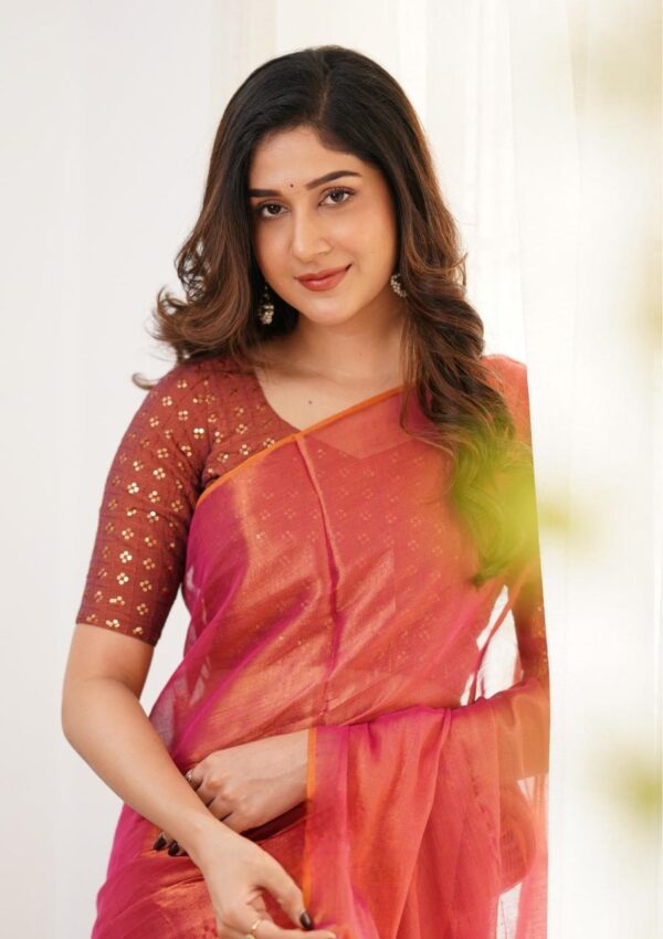 Tissue Cotton Styliesh Saree - Image 2