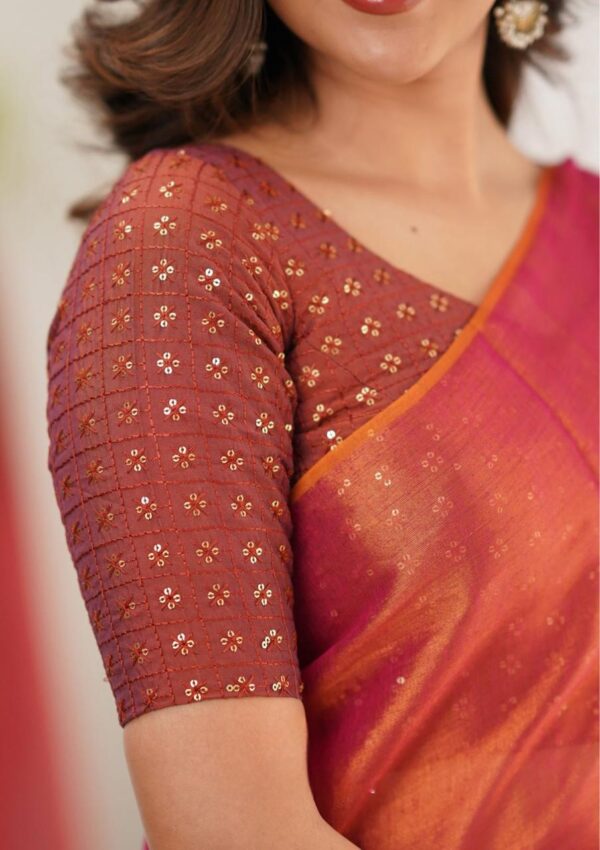 Tissue Cotton Styliesh Saree - Image 3