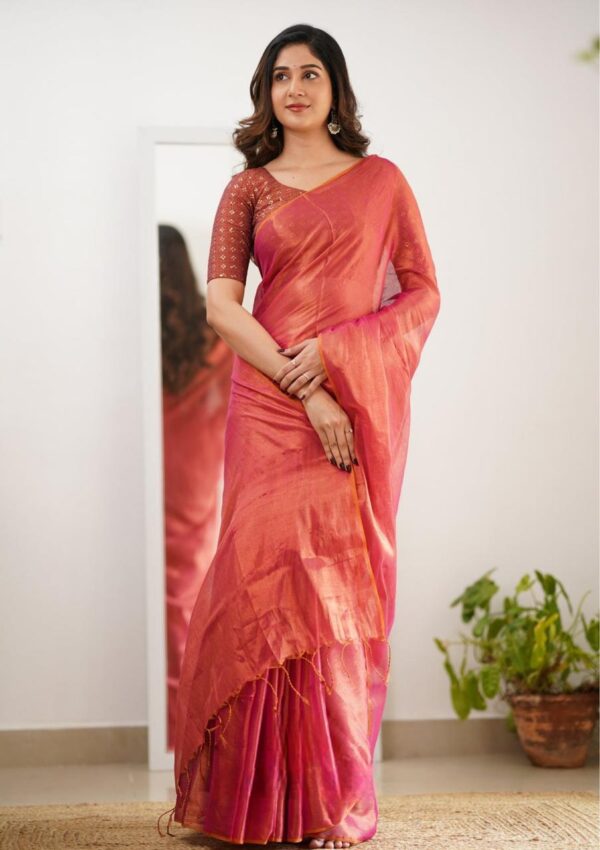 Tissue Cotton Styliesh Saree - Image 5