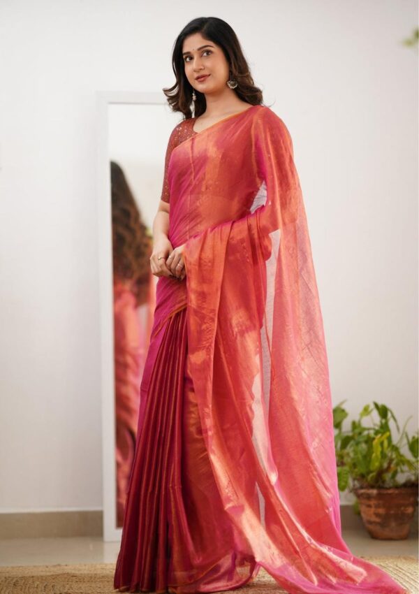Tissue Cotton Styliesh Saree - Image 8
